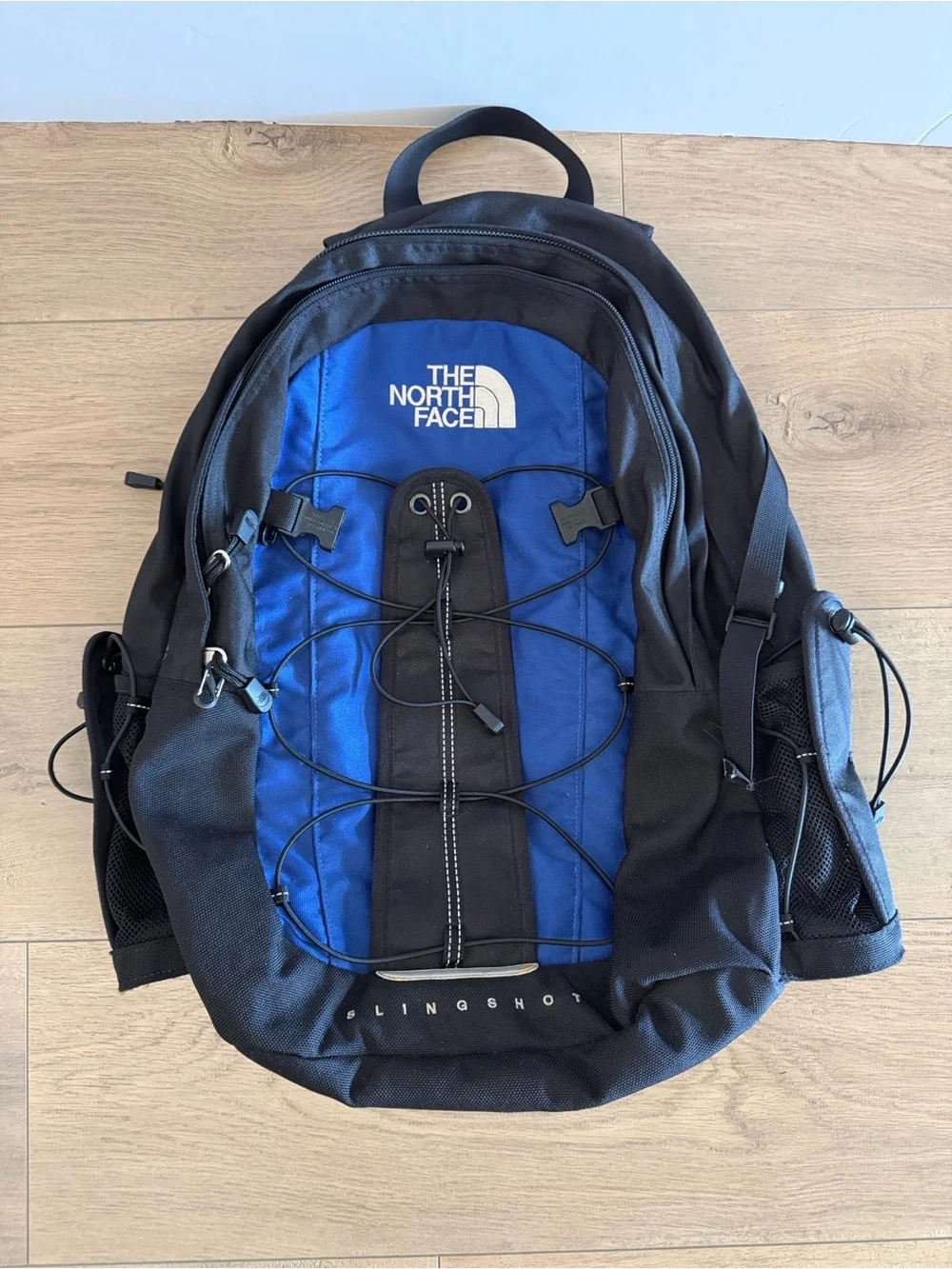 The North Face Slingshot Backpack Blue Black Outdoor Hiking Camping Gorpcore